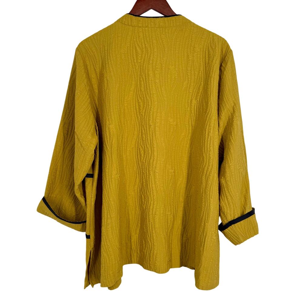 Ali Miles Plus Size 2X Mustard Yellow Wearable Art to Wear Blouse Shirt Top - Picture 7 of 7